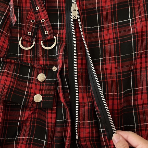 Down from $240TRIPP midi skirt plaid w/pockets, snaps, zippers, pleats, grommets - Picture 13 of 16